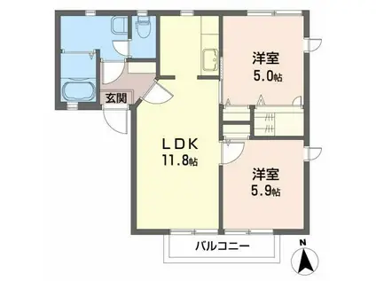 リオール(2LDK/2階)の間取り写真