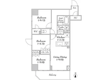 アスマチメゾン両国2(3LDK/4階)の間取り写真