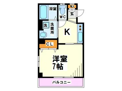 オリエンタル中河原(1K/2階)の間取り写真