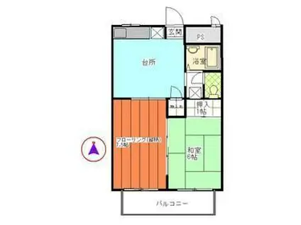 第1コートハイム国分(3DK/1階)の間取り写真