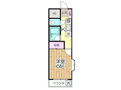 ハウスヤシロ(1K/2階)の間取り写真