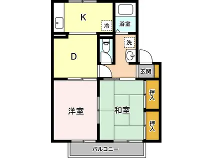 ツインコート安岡 B(2DK/2階)の間取り写真