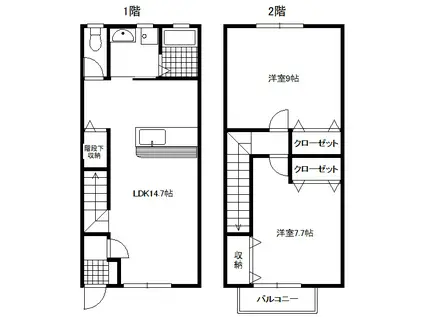 アリスファームB(2LDK/1階)の間取り写真