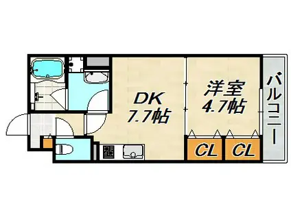 KTIレジデンス上沢II(1DK/1階)の間取り写真