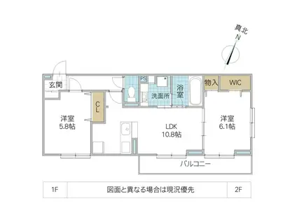 プラヴール(2LDK/2階)の間取り写真