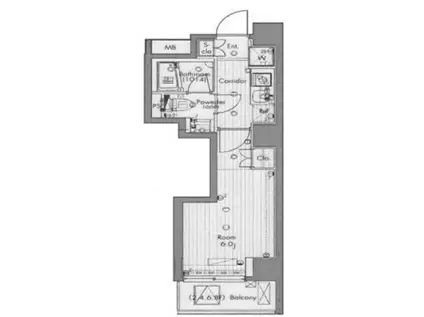 シーフォルム北品川(1K/6階)の間取り写真