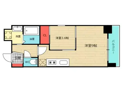 アクアプレイス南堀江(1LDK/12階)の間取り写真