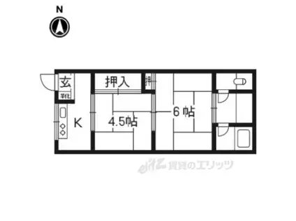 南郷マンション東棟(2K/1階)の間取り写真