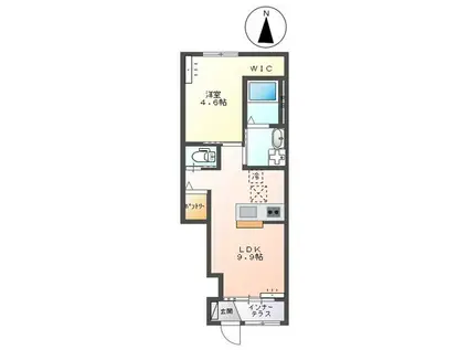 24・ユニヴァリィII栃木市今泉町(1LDK/1階)の間取り写真