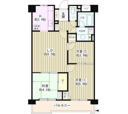 コーボック新小金井(3LDK/3階)の間取り写真