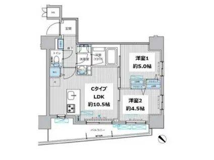 マイトリィ四ツ谷(2LDK/7階)の間取り写真