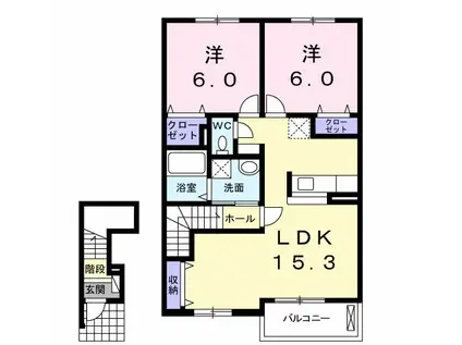 ベレーザB(2LDK/2階)の間取り写真