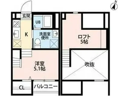 ルミエール柳森町(ワンルーム/2階)の間取り写真