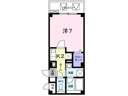 パルティール花水木(1K/4階)の間取り写真