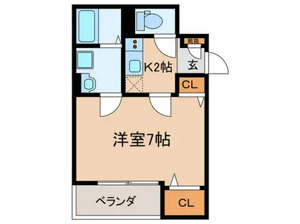 GRACIAS COURT 若江岩田(1K/2階)の間取り写真