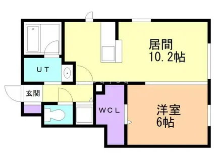 青森県青森市 2階建 築7年(1LDK/1階)の間取り写真