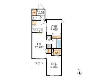 グリーンテラス(2LDK/1階)の間取り写真
