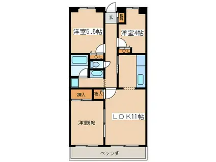 センターヒルズ21弐番館(3LDK/4階)の間取り写真