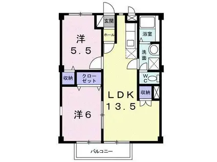 ハピネス渋谷(2LDK/2階)の間取り写真