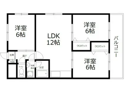 チェリーヒルズ広島(3LDK/1階)の間取り写真