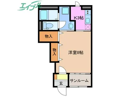 四日市市波木南台アパート(1K/1階)の間取り写真