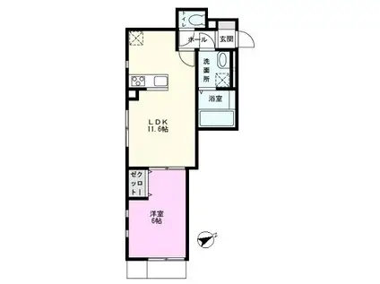 カーロ パードレ(1LDK/1階)の間取り写真