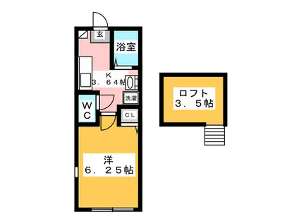 ベストフレンド(1K/1階)の間取り写真