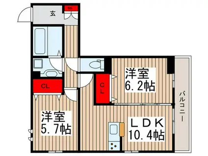 ファミユ C(2LDK/3階)の間取り写真