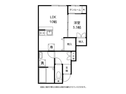 ル・アンジュ OUEST(1LDK/1階)の間取り写真