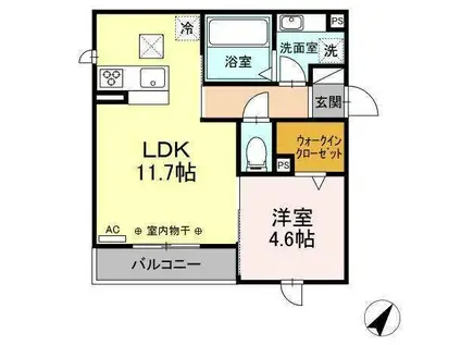 クレシェンテ(1LDK/1階)の間取り写真