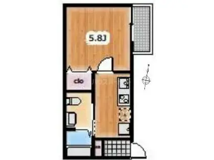 FOREST IWATSUKI(1K/2階)の間取り写真