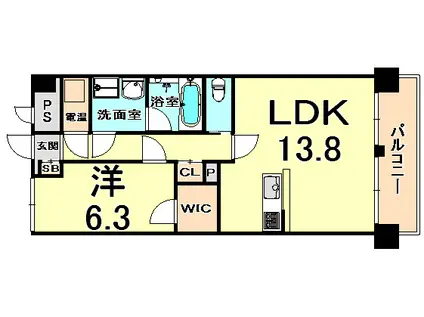 リッシェルヴィラ(1LDK/6階)の間取り写真