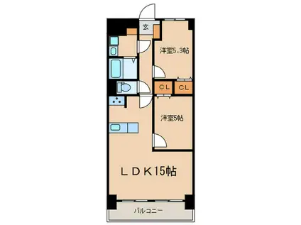 ロータリーマンション栄(2LDK/5階)の間取り写真