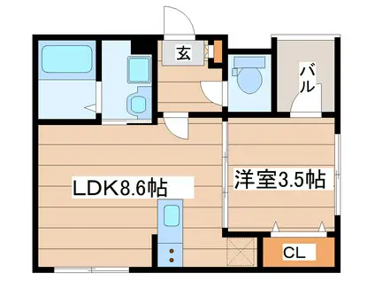 ソレイユ薬師堂(1LDK/1階)の間取り写真
