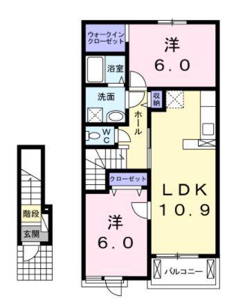 フロスト フラワーズ(2LDK/2階)の間取り写真