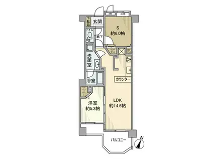 レーベンリヴァーレ双葉町(1SLDK/4階)の間取り写真