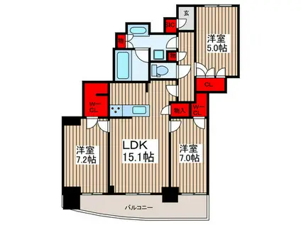 ドリームタワーキュアレジデンス(3LDK/11階)の間取り写真