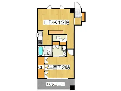 リーガル京都四条河原町通Ⅱ(1LDK/2階)の間取り写真