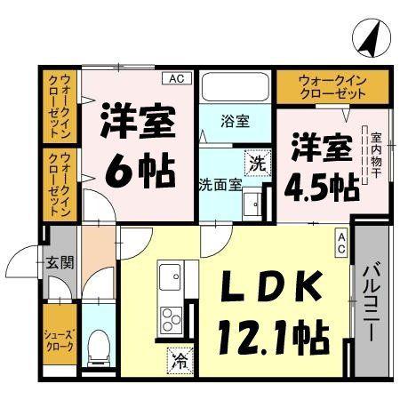 アドラブール A棟(2LDK/3階)の間取り写真