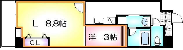 セントフィオーレ松葉(1LK/6階)の間取り写真