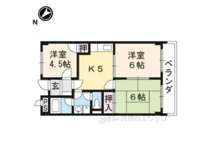 TWINAVENUEA棟(3DK/2階)の間取り写真