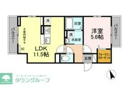 ドゥヴァンクールI(1LDK/2階)の間取り写真