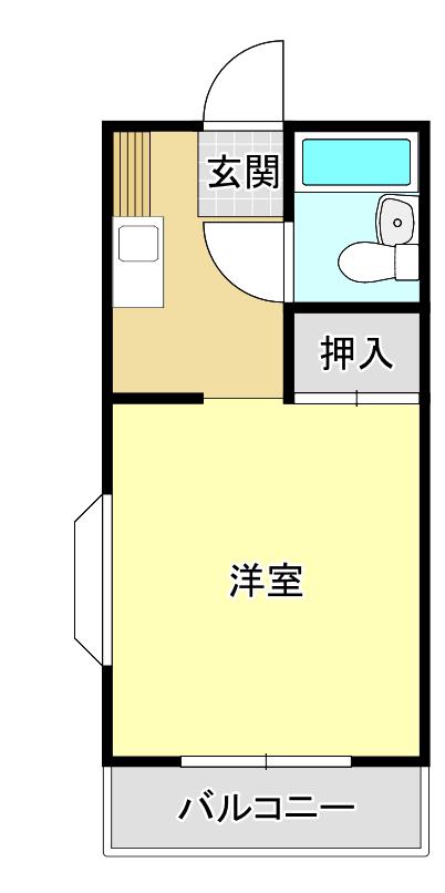 アーバニーハイム上之手(1K/2階)の間取り写真