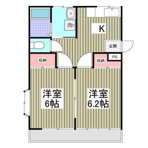 ソレアードコートB(2K/1階)の間取り写真
