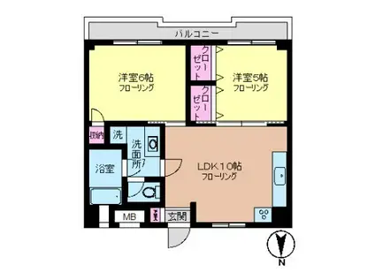 ファーストエバーグリーンビル(2LDK/4階)の間取り写真