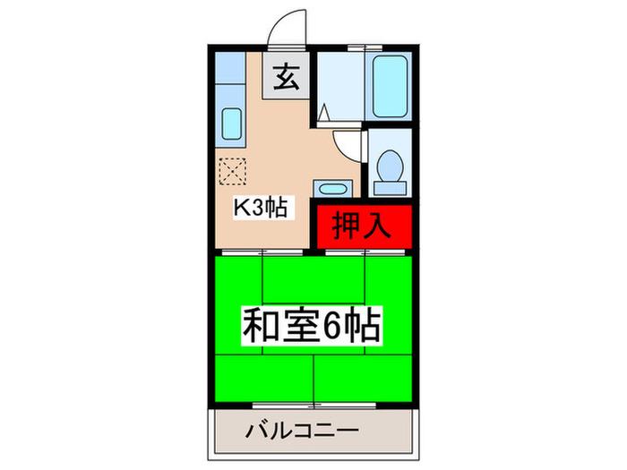 大橋ハイム(1K/1階)の間取り写真