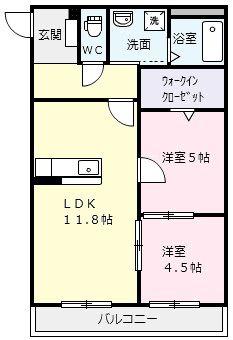 オーベル(2LDK/3階)の間取り写真