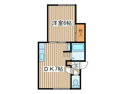 ノースシャトー20(1DK/2階)の間取り写真