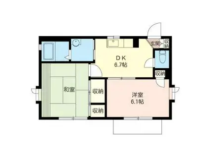 ドゥ・コパテルB(2DK/1階)の間取り写真