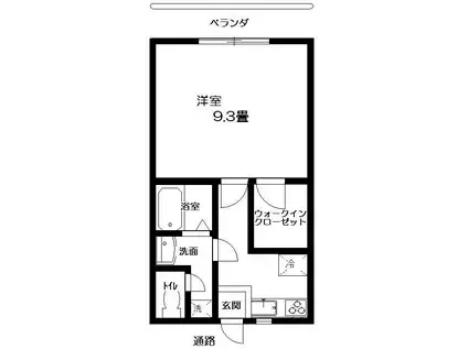 フレンズ(1K/3階)の間取り写真